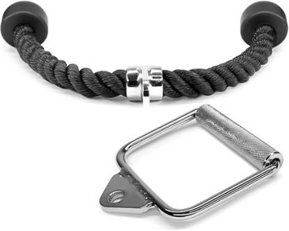 elebunny Tricep Rope & Single D-Handle | Gym Cable Attachment for Strength Training Lat Pulldown