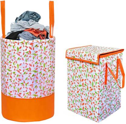 Waji Va 50 L Multicolor, Orange Laundry Basket