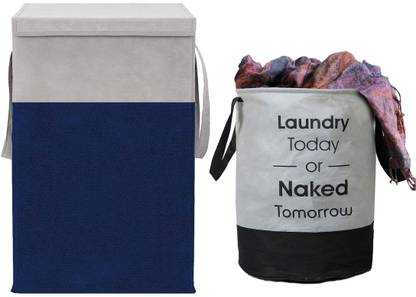 ZOVIRA 75 L Blue, Grey, Black Laundry Basket