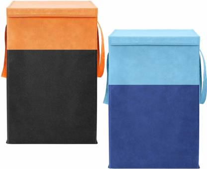 wini krafts 75 L Orange, Dark Blue Laundry Basket