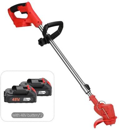 MOOZICO Cordless Grass Cutter Machine for Garden 48V | Brush Cutter with 2 Batteries 8 Types Blades, 3-in-1 Mower & Trimmer Adjustable Height Grass Cutter Machine Battery Push Lawn Mower