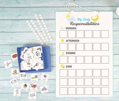 Inkdotpot Kids Daily Responsibility Checklist, Hanging Chore Chart- Daily Task List-D1