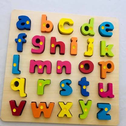 Plus Shine Wooden 3D English abcd Small 26 Alphabet Letters Puzzle Board Learning Toys