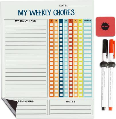 Inkdotpot Magnetic Whiteboard My Weekly Chores Routine Planner Chore Chart Refrigerator