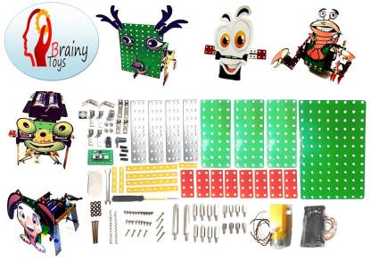 Brainy Toys Bot Kit,make 5 robots using 1 kit,Plastic And Metal Kit, Learn Robotics Educational Electronic Hobby Kit