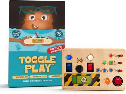 Clapstore Toys Montessori Toggle Play Busy Board with LED Light & Switch for Kids