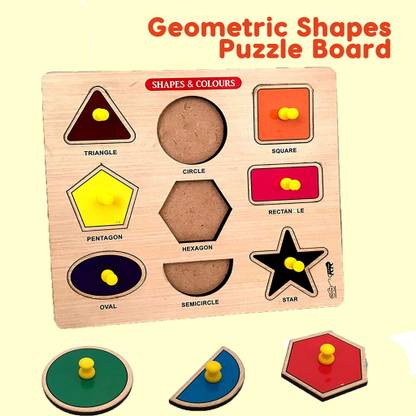 CASADOMANI Sorting Blocks Board Game Pegboard Puzzle Wooden Board Shapes & Colours Knob