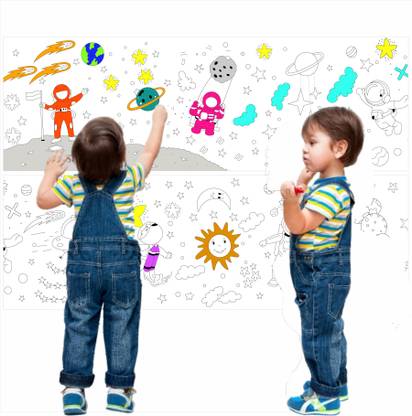 himanshu tex Coloring Re Stick Drawing Paper Roll for Kids 84x12 Inch Universe Creations Roll