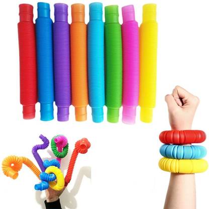 MVJ 6 Pack Pop Tubes for Kids Glowing Colorful Flexible Poppin Pipes