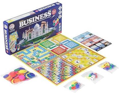 VRUX Business 5 in 1 with Coin, Property dealing skills Money & Assets Board Game