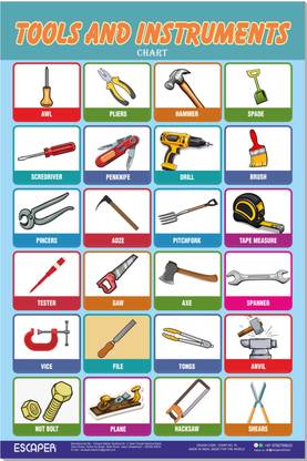ESCAPER Tools & Instruments Chart for Kids, Chart for Kids Learning (11.5 x 17.5 inches)