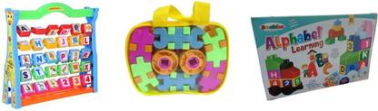 LEARNING KIT Alphabet KIT for Kids + Kingdom blocks + Alphabet and Number Blocks 3 in 1 combo