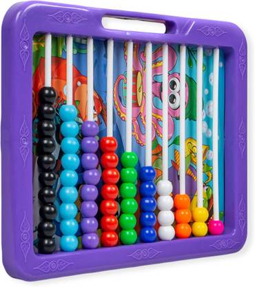 Ratnas 2 In 1 Counting Slate with Beads & Black board on the back Purple