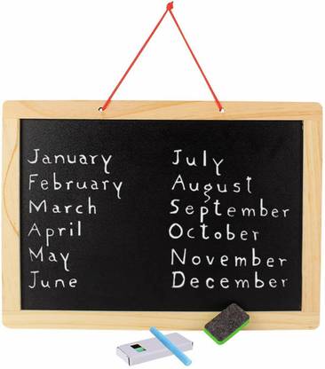 QUIT-X Wooden Frame Double Sided Magnetic Whiteboard and Black Slate (Multicolor)