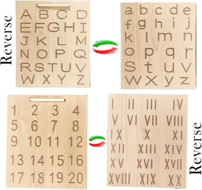 jaraglobal Wooden Both side Capital Small Alphabet & 1 to 20 Number with Roman for kids
