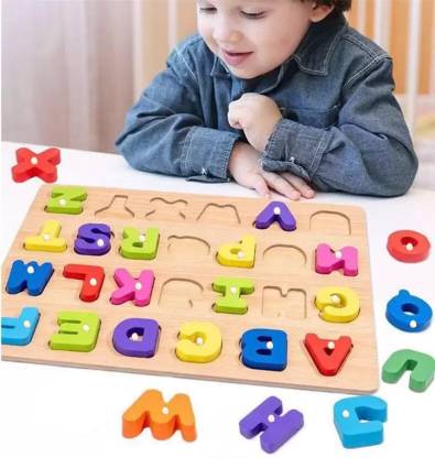 BOZICA Wooden Educational learning Creative A To Z English Alphabets Board Puzzle