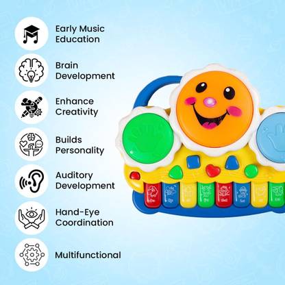 Dream bigger collection Elephant Musical Piano with 3 Modes Sounds Quiz Spellings and Tunes Drum Keyboard Musical Toys With Flashing Lights (SunPiano For Kids) Analog Portable Keyboard
