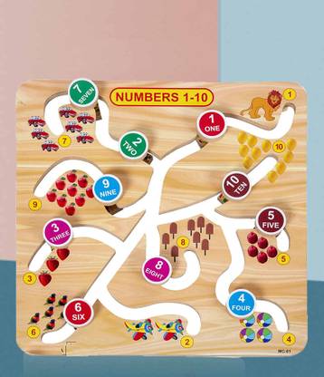 SHALAFI 1-10 Matching Numbers and Math Board Game Educational Maze Puzzle Learning Toys