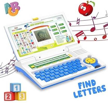 slenderopal 20 Activities Educational Laptop Toy Computer Toy with Mouse for Kids blue