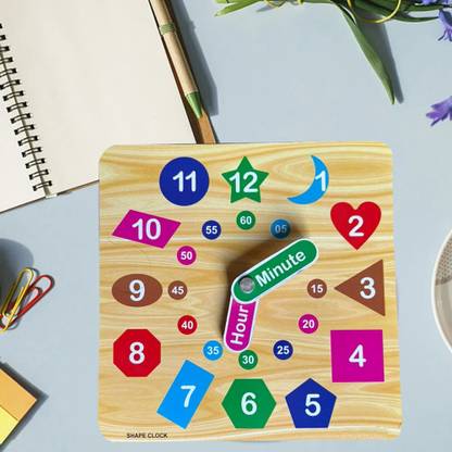 Plus Shine Clock Teaching Board Wooden Child Toddler Number Learning Toys Wooden Watch Toy
