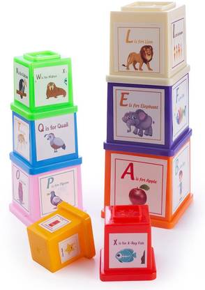 toyden Original Stacking Cubes Toy, 8 Colourful Stacking Cube and nest Toys