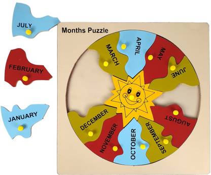 SHALAFI Jigsaw Month's Puzzle Month Name Learn Practice Boards Learning Toys For Kids