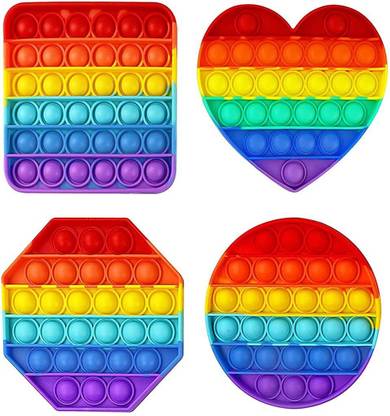 NAMANSHU TEX Pop It Fidget Toys,Push Pop Bubble Fidget Sensory Toy,Autism Special Needs Silicone Stress Relief Toy, Stress Relief and Anti-Anxiety Tools Sensory Toys Novelty (Pack of 4)