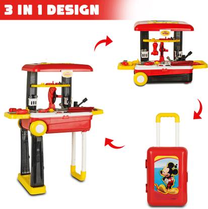 ilearnngrow Mickey 3-in-1 Design Kids Tool Set | Workbench, Suitcase & Toy Tools