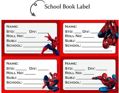 doxbox NP SCHOOL BOOK LABEL SPIDERMAN