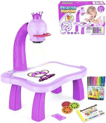 Krux Kids Projector Drawing Table with LED Projection, Trace, and Draw Toy (Purple)