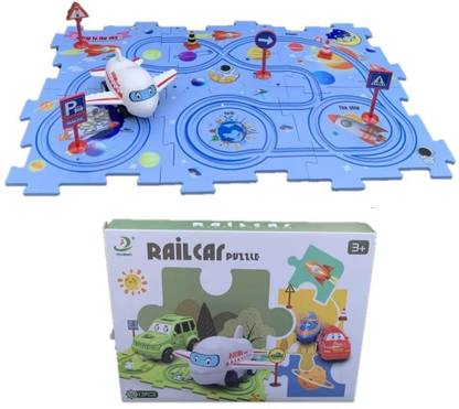 Dherik Tradworld Rail Car Puzzle Race Track Car Play Set Assembly Educational Toy