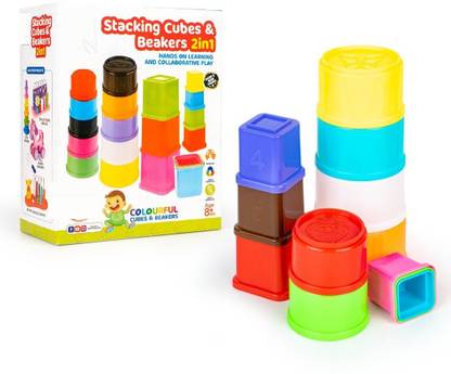 ZWINKO Build Up Stacking Cubes 2 in 1 for Kids ( Multi Colored )