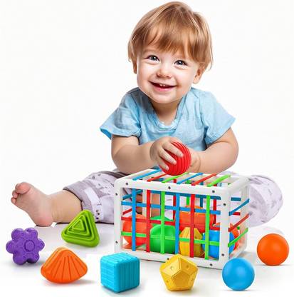 himanshu tex Shape Sorter Baby Blocks Colorful Textured Balls Sorting Games