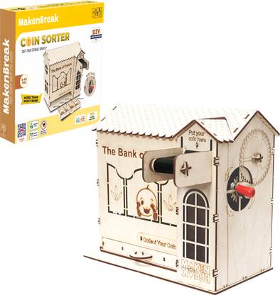 MAKENBREAK Coin Sorter|DIY STEM/STEAM Toy,Birthday Gift for Kid + yrs,Automatic Piggy Bank