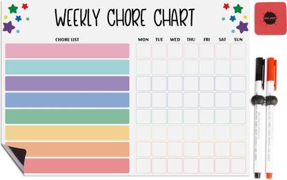 Inkdotpot Magnetic Whiteboard Weekly Chores Charts/Planner Chore Chart for Refrigerator