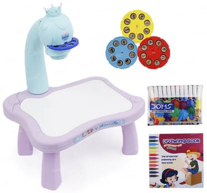 FIDDLERZ Projection Drawing Board with Light Music Painting Toy Fun Learning Desk Set
