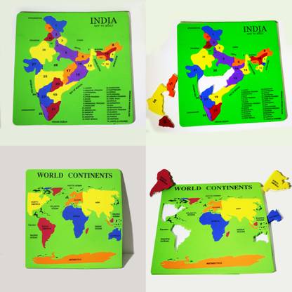 Stylein Combo of Foam IndiaMap with States & WorldMap with Continents Jigsaw Puzzle 1+1