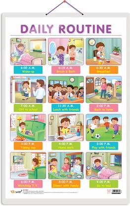 DAILY ROUTINE Early Learning Educational Chart for Kids | 20"X30" inch |Non-Tearable and Waterproof | Double Sided Laminated | Perfect for Homeschooling, Kindergarten and Nursery Students Paper Print