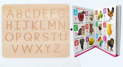 SHALAFI English Alphabet AtoZ Capital Letters Tracing Practice Board Slate+3in1 Book