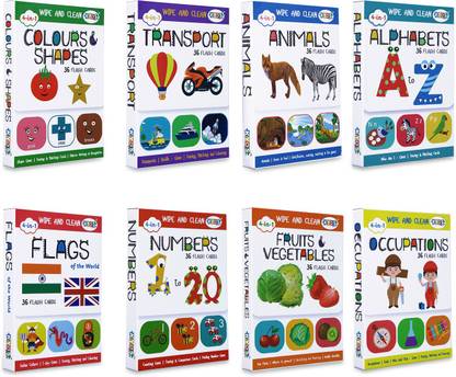 Kyds Play Early Learning Combo of 8 - Series 1 - Wipe & Clean Activity Flash Cards