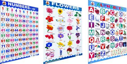 Nivita Kds Learning Chart, Alphabet, Numbers, Flowers, Pack Of-03