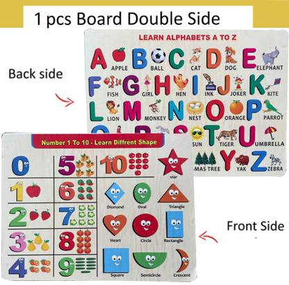 FORSIKHA Double Sided Letter Board 2 in 1 Alphabet,Number And Shape Board Learning Toys