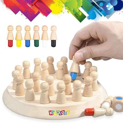 KIDOLOGY Wooden Memory Chess Game,Funny Block Board Game,Memory Match Stick