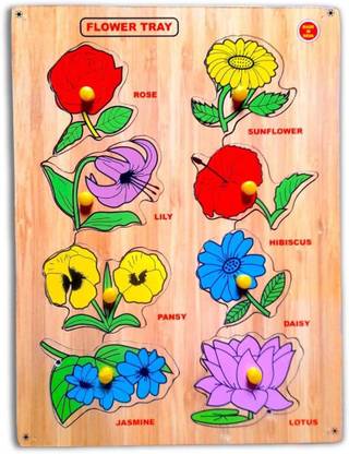aasiyaenterprises Flower Name and Picture Puzzle Board For Kids Learning toy