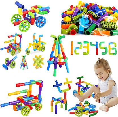 AEXONIZ TOYS 85+ Piece ( Pipe Puzzle Building Block Toys ) Pipe Puzzle Shape Building Block Game for Kids