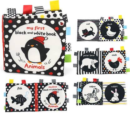 Verilux Black and White Cloth Books for Babies 0 3 Years Sensory Crinkle Book Soft Toy