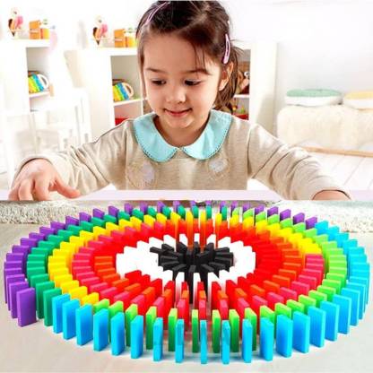 TOYHILLS 60 Pcs Super Dominos Blocks, 12 Color Bulk Wooden Educational Play Toy,