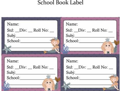 doxbox NP SCHOOL BOOK LABEL - MERMAID QUEEN