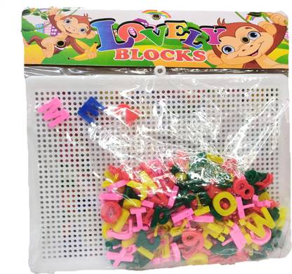 Cabin Hut Magic Lovely Blocks-Learn Math, Alphabets ,ABCD,1234 in push bead style for Kids