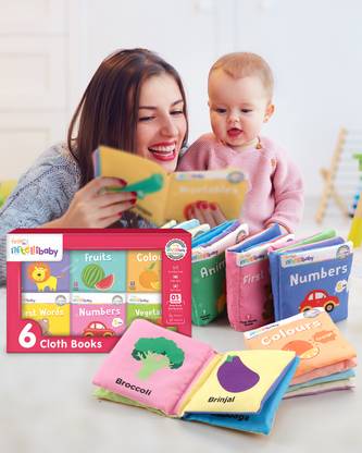 Intellibaby 6 Washable Non-Toxic Early Learning Sensory Cloth Book Set for 10+ Months Babies